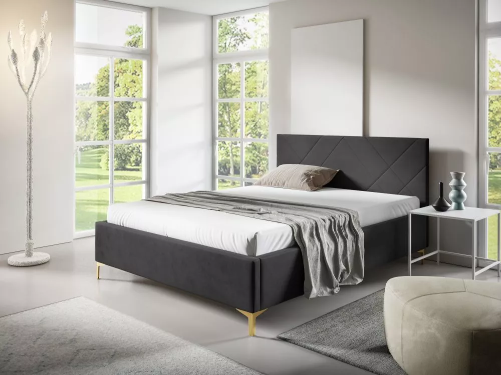 Gulta PK30 ar stelāžu Guļamvietas platums: 180 cm, Guļamvietas garums: 200 cm, stelāžas tips: metāla, · Grafīts · 188 × 