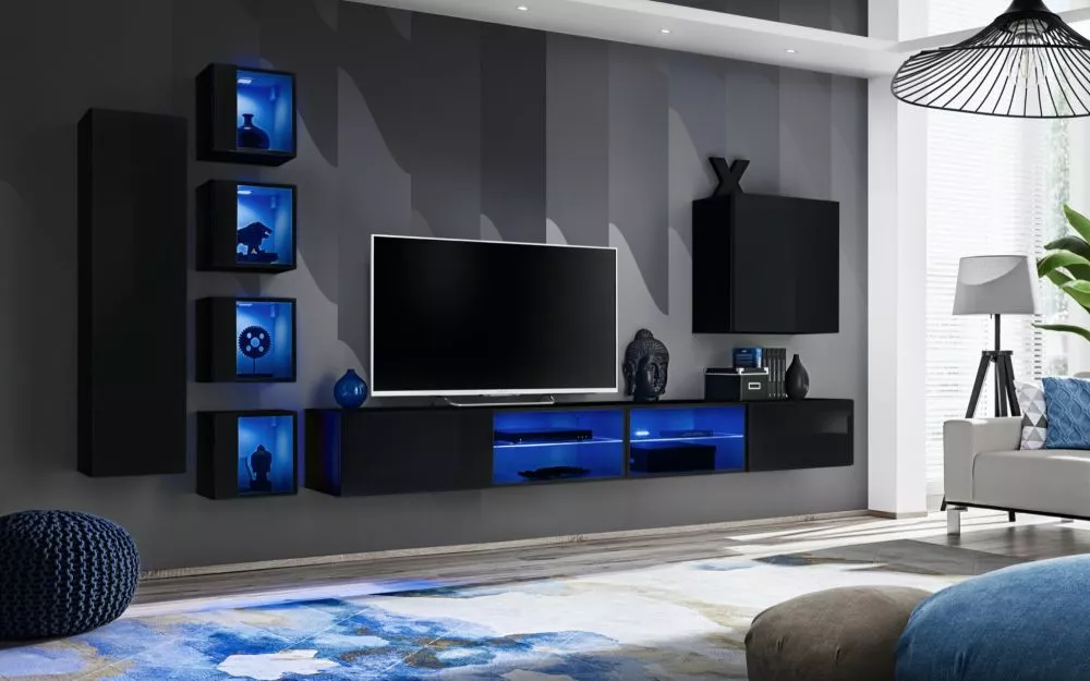 Sekcija Switch 26 · Melns · 330 × 40 × 200 cm
