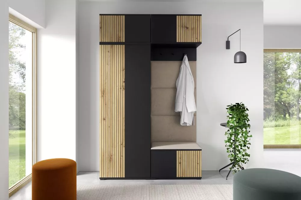 Apavu plaukts Ross 3 Trinity Korpusa krāsa: melns + ozols artisan, · 140 × 225 × 40 cm