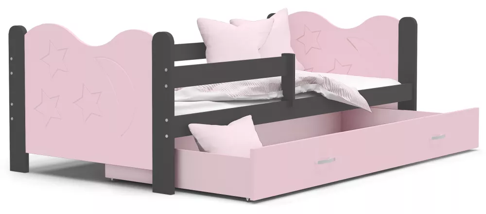 Bērnu gulta Mikolaj MDF 80x190 ar stelāžu Guļamvietas platums: 80 cm, Guļamvietas garums: 190 cm, · 86 × 194 × 62 cm