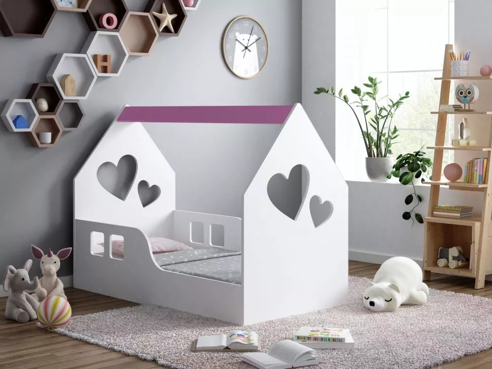 Bērnu gulta House 8 ar stelāžu Guļamvietas platums: 70 cm, Guļamvietas garums: 140 cm, · 70 × 144 × 106 cm