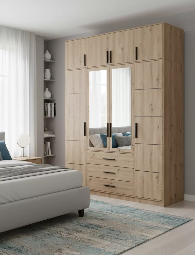 Skapis Kos D4 Premium · Ozols artisan · 196 × 57.5 × 245 cm
