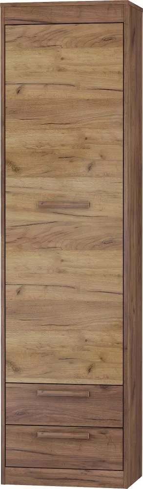 Grāmatu skapis Maximus MXS 01 · Tobaco ozolos + zelta ozols · 51.6 × 33.2 × 193 cm