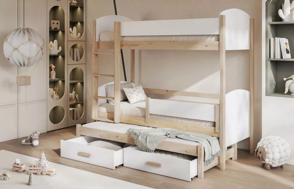 Bērnu gulta Logan ar stelāžām Kāpņu puse: Pa labi, Guļamvietas platums: 80 cm, Guļamvietas garums: 180 cm, · 86 × 192 × 