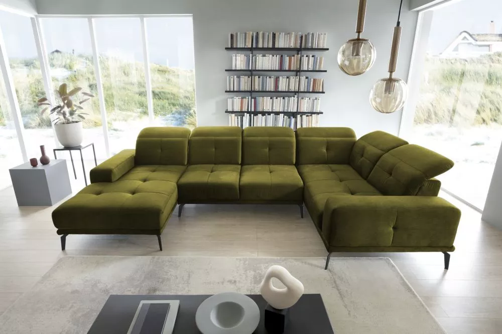Dīvāns Neviro Premium standard · Olīvu · 201 × 350 × 57 cm
