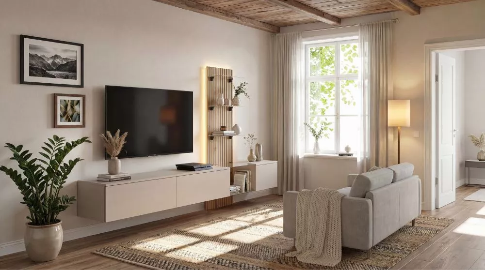 Sekcija Luzz ar LED Korpusa krāsa: bēši pelēks, · 220 × 40 × 160 cm