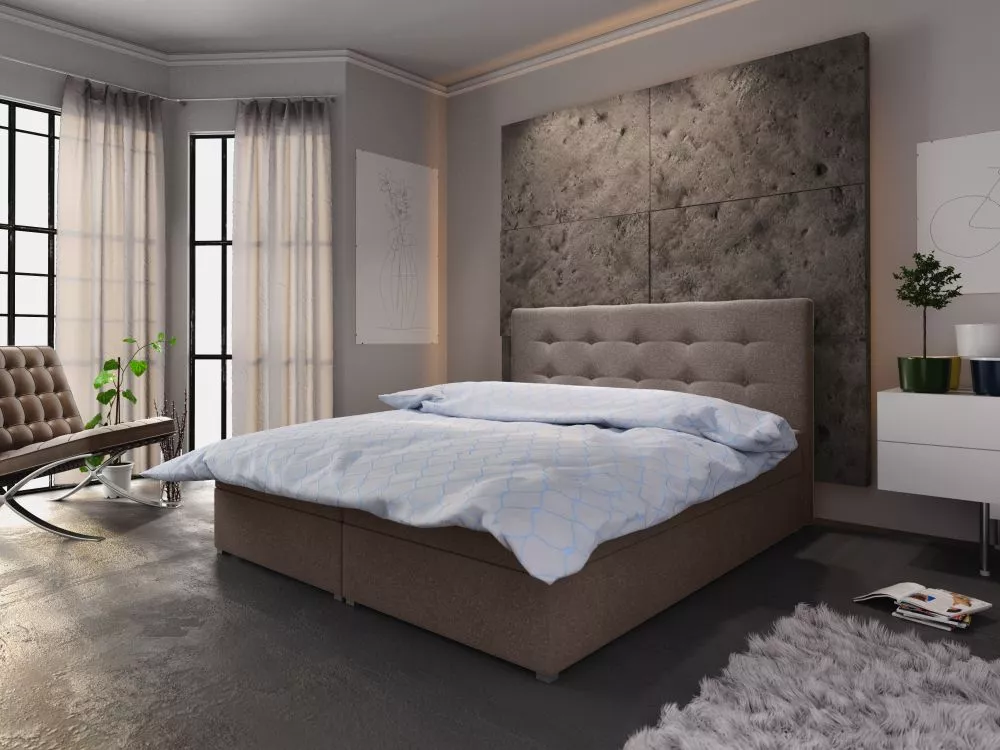 Gulta Fado 1 Boxspring Standard Guļamvietas platums: 180 cm, Guļamvietas garums: 200 cm, · Brūni pelēks · 185 × 208 × 10