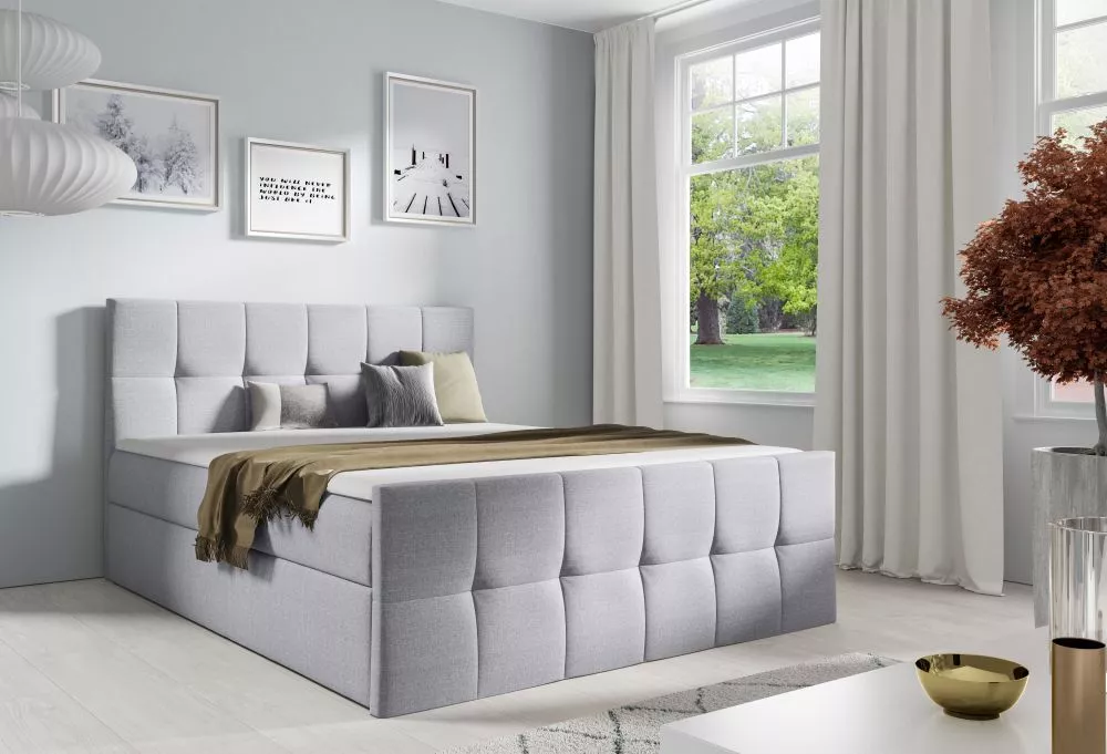 Gulta Charlotte Boxspring Standard Guļamvietas platums: 160 cm, Guļamvietas garums: 200 cm, · Pelēks · 164 × 213 × 103 c