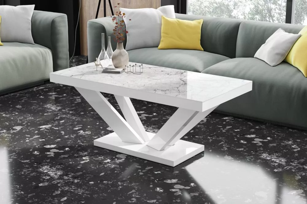 Žurnālgalds Viva 2 Mini Gloss Korpusa krāsa: balts akmens, · 120 × 60 × 50 cm