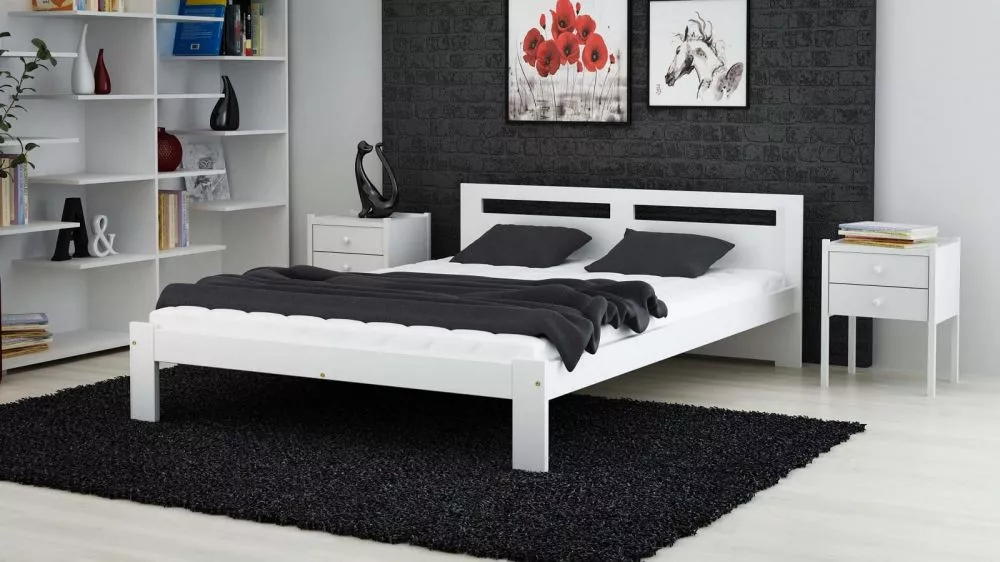 Gulta DMD-1 Magnat ar stelāžu Guļamvietas platums: 160 cm, Guļamvietas garums: 200 cm, · Balts · 168 × 206 × 65 cm