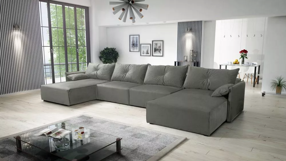 Dīvāns Leon U Standard · Pelēks · 179 × 420 × 85 cm