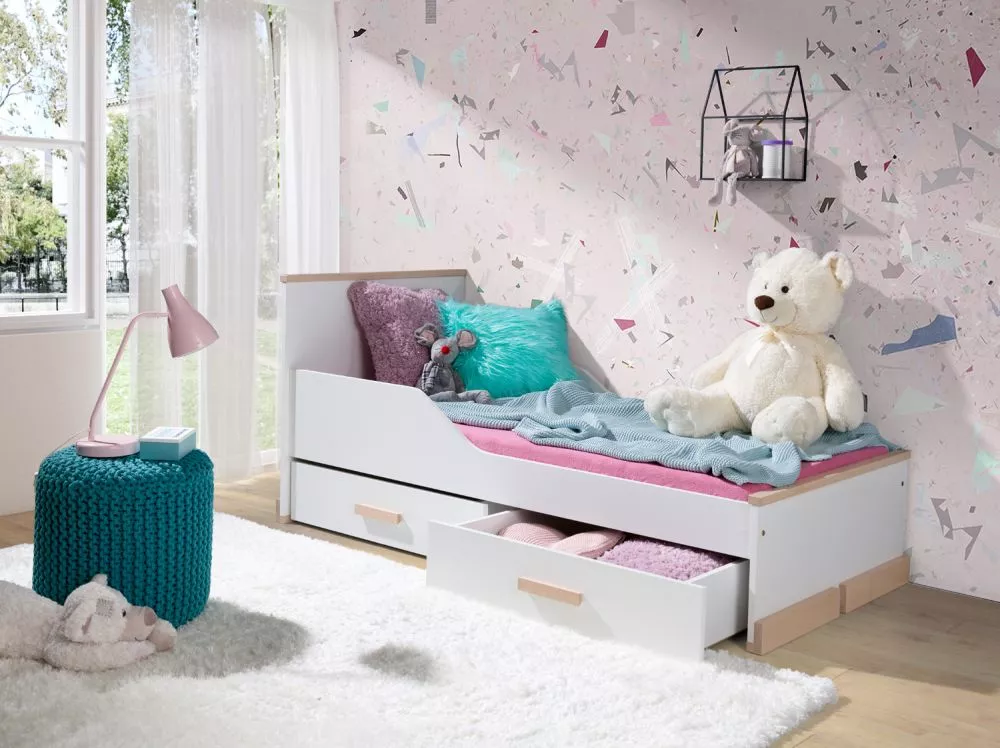 Bērnu gulta Rosa ar stelāžu Guļamvietas platums: 90 cm, Guļamvietas garums: 200 cm, · 99 × 209 × 85 cm