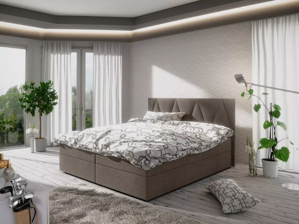 Gulta Fado 3 Boxspring Standard Guļamvietas platums: 140 cm, Guļamvietas garums: 200 cm, · Brūni pelēks · 145 × 208 × 10