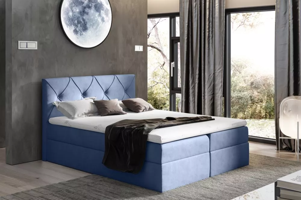 Gulta Crystal Boxspring Premium Standard Guļamvietas platums: 120 cm, Guļamvietas garums: 200 cm, · Tumši zils · 124 × 2