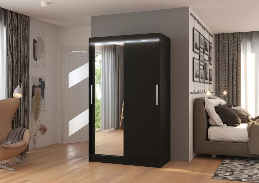 Skapis Bario ar LED · Melns · 120 × 58 × 200 cm