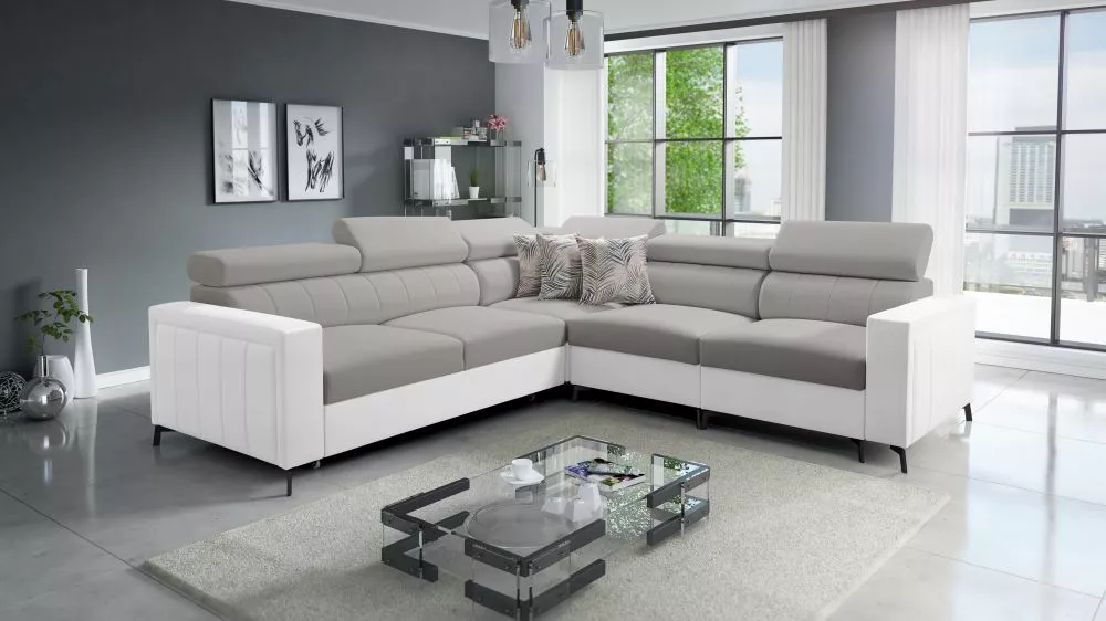 Dīvāns Baltico 4 Standard · Pelēks + balts · 275 × 275 × 83 cm