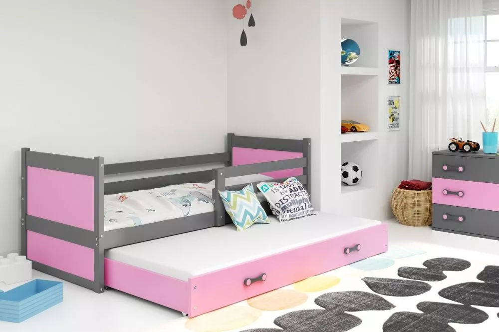 Bērnu gulta Rico Trundle Graphite ar stelāžu Guļamvietas platums: 90 cm, Guļamvietas garums: 200 cm, · 97 × 205 × 73 cm