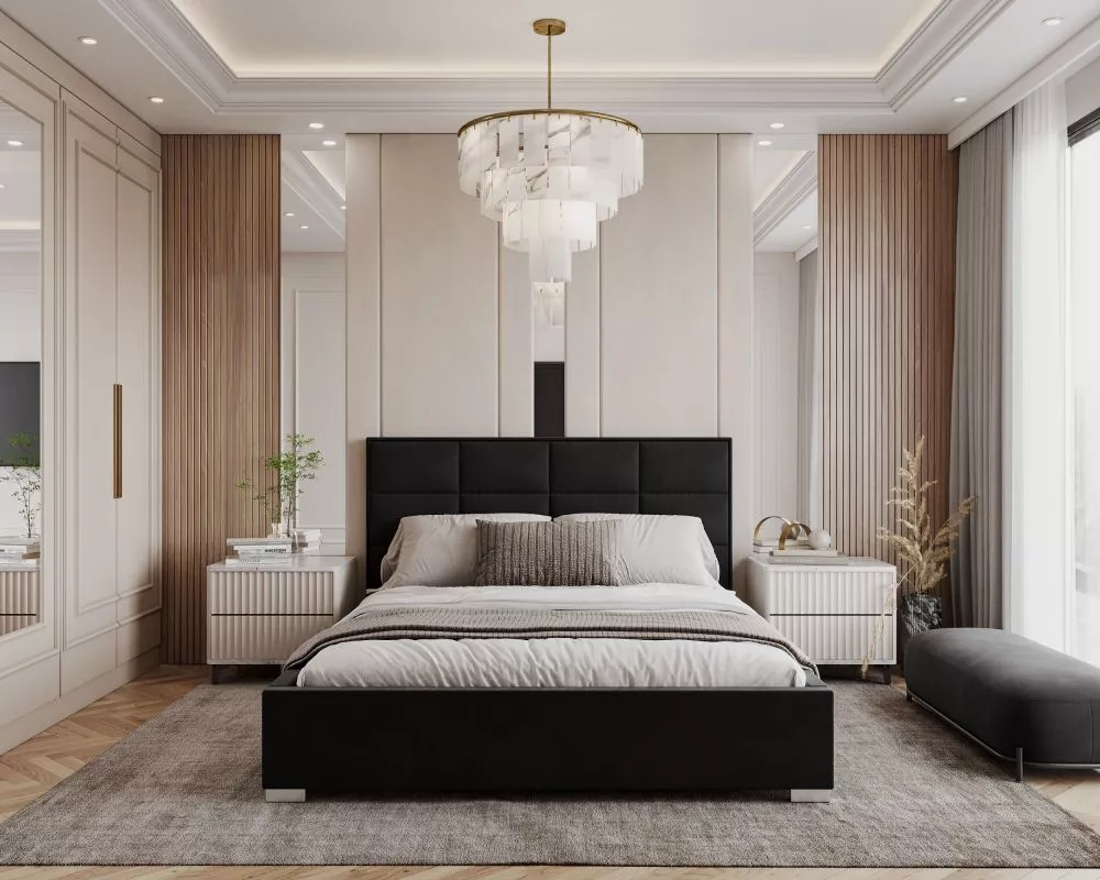 Gulta Apollo velure Premium Standard ar stelāžu Guļamvietas platums: 180 cm, Guļamvietas garums: 200 cm, stelāžas tips: 