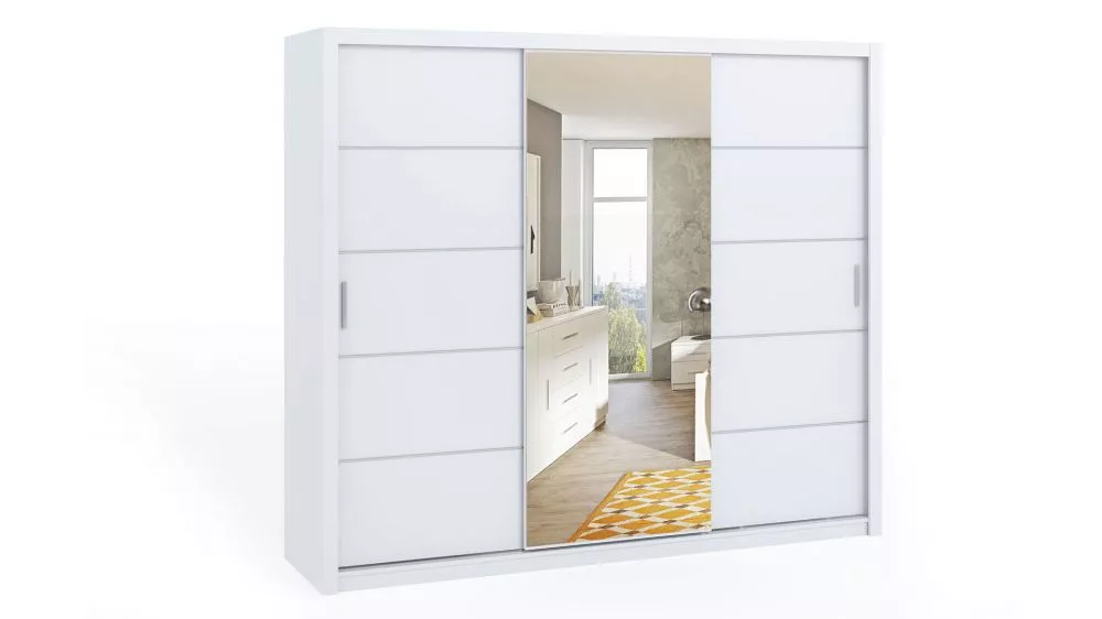 Skapis Bono BO SZ ar spoguli · Balts · 250 × 62 × 215 cm