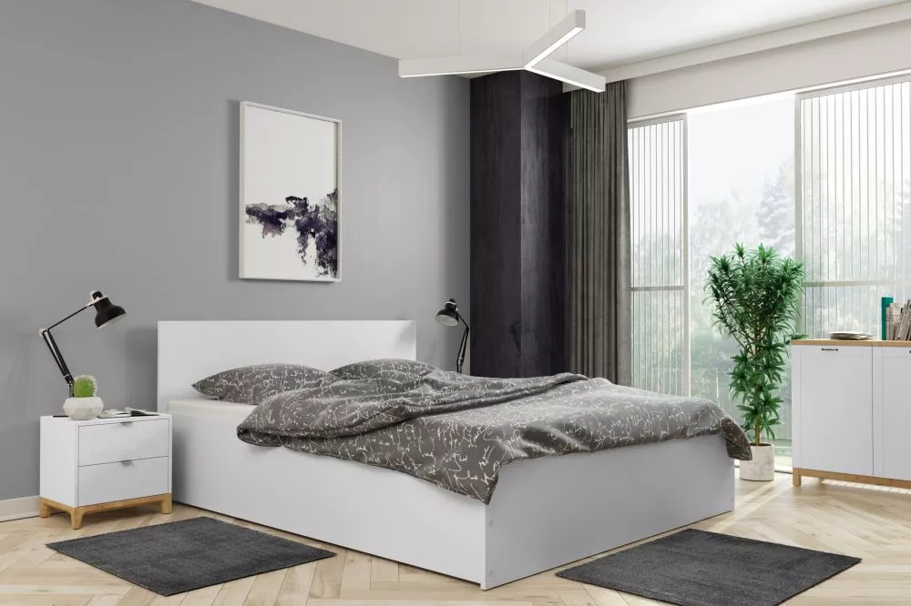 Gulta Panamax ar stelāžu Guļamvietas platums: 160 cm, Guļamvietas garums: 200 cm, stelāžas tips: koka, · Balts · 165 × 2