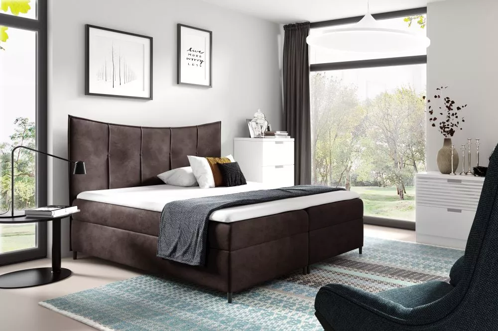 Gulta Bergamo Boxspring Standard Guļamvietas platums: 120 cm, Guļamvietas garums: 200 cm, · Brūns · 124 × 203 × 133 cm