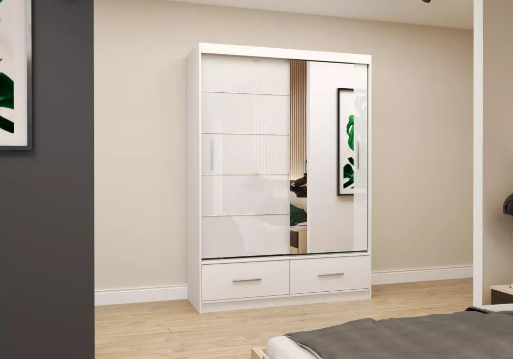 Skapis Florence Gloss · Balts · 150 × 61 × 218 cm