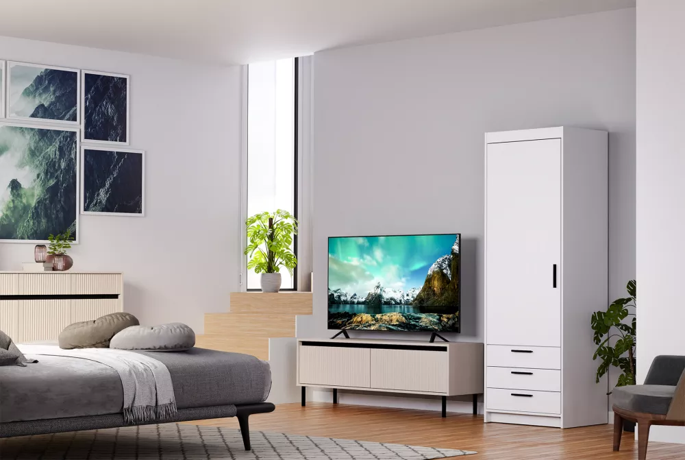 Skapis Elena 1D3S · Balts · 59.9 × 53 × 190.5 cm