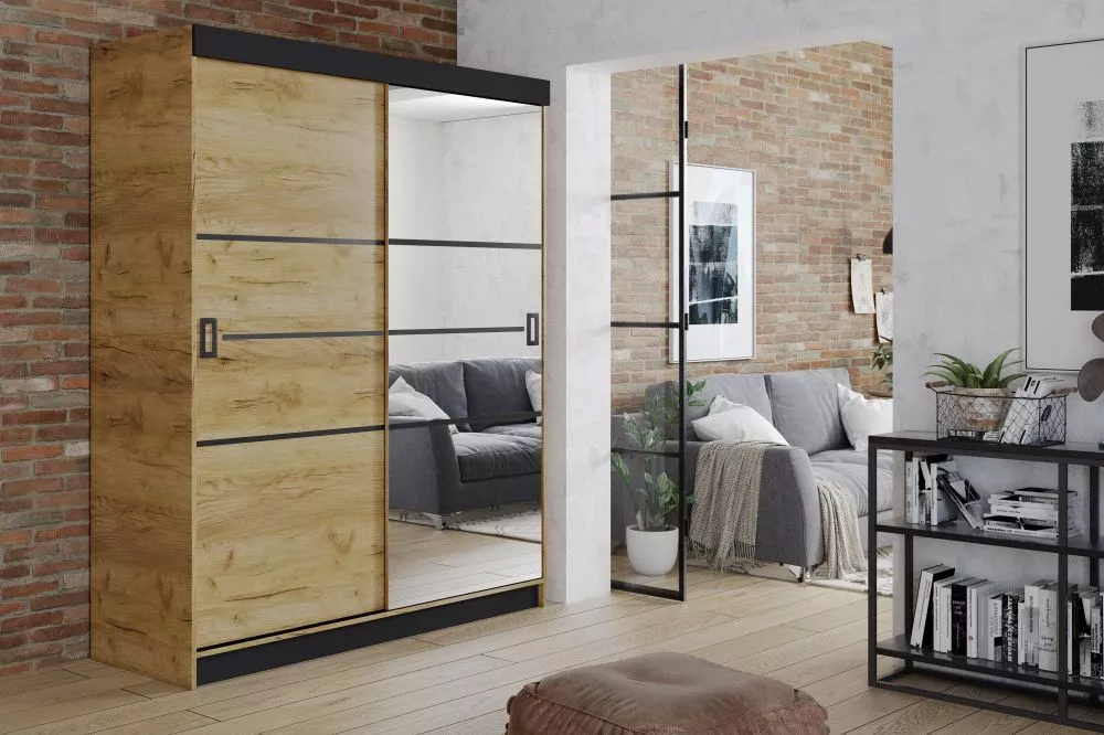 Skapis Retro 4 · Ozols craft zelts · 138 × 60 × 205 cm