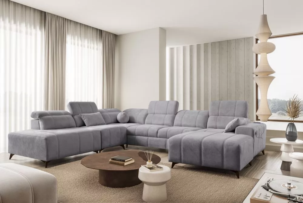 Dīvāns Dafne 10 Spring Standard · Pelēks · 286 × 345 × 77 cm