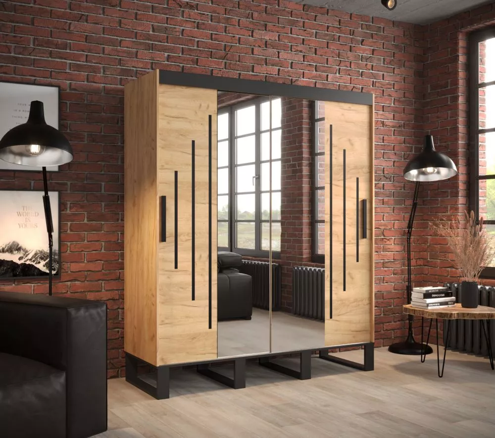 Skapis Loft Y1 · Ozols craft zelts · 180 × 62 × 212 cm