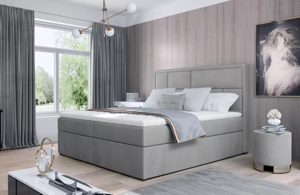Gulta Meron Boxspring Premium standard Guļamvietas platums: 180 cm, Guļamvietas garums: 200 cm, · Gaiši pelēks · 180 × 2