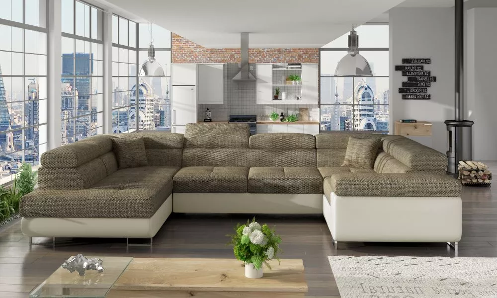 Dīvāns Letto standard · Bēšs + krēms · 202 × 340 × 90 cm