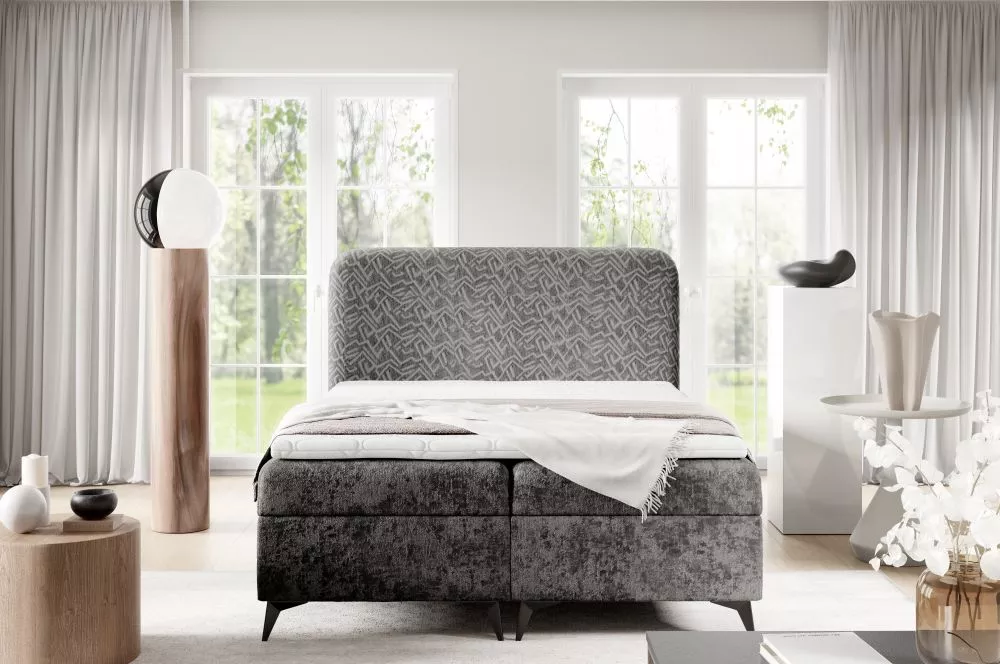 Gulta Ferni Boxspring Standard Guļamvietas platums: 160 cm, Guļamvietas garums: 200 cm, · Tumši pelēks · 164 × 204 × 135