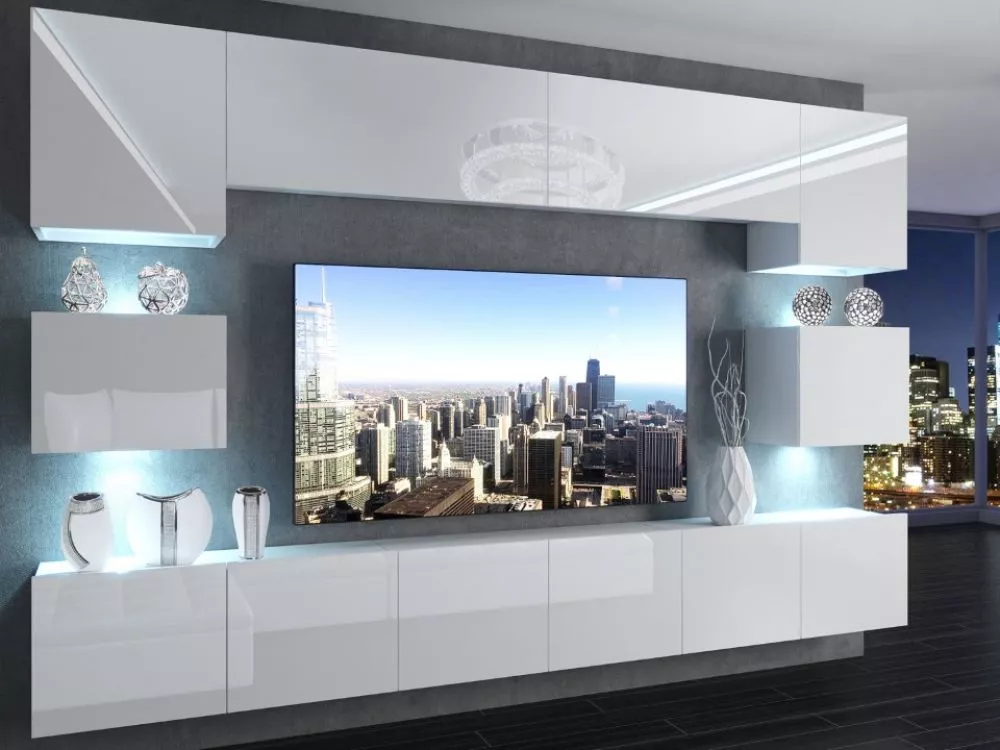 Sekcija Imperium 3 ar LED Korpusa krāsa: balts, · 300 × 36 cm