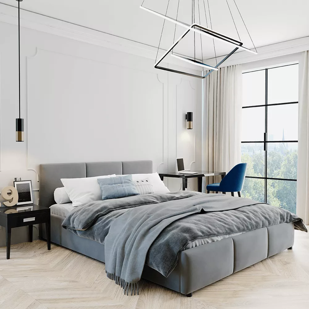 Gulta Nela Standard ar stelāžu Guļamvietas platums: 160 cm, Guļamvietas garums: 200 cm, · Gaiši pelēks · 170 × 218 × 82 