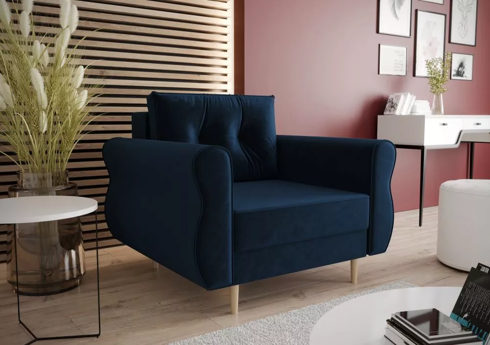 Mīksts krēsls Apollo 1S standard Sēdvietas dziļums: 60 cm, · Zils · 100 × 75 × 90 cm