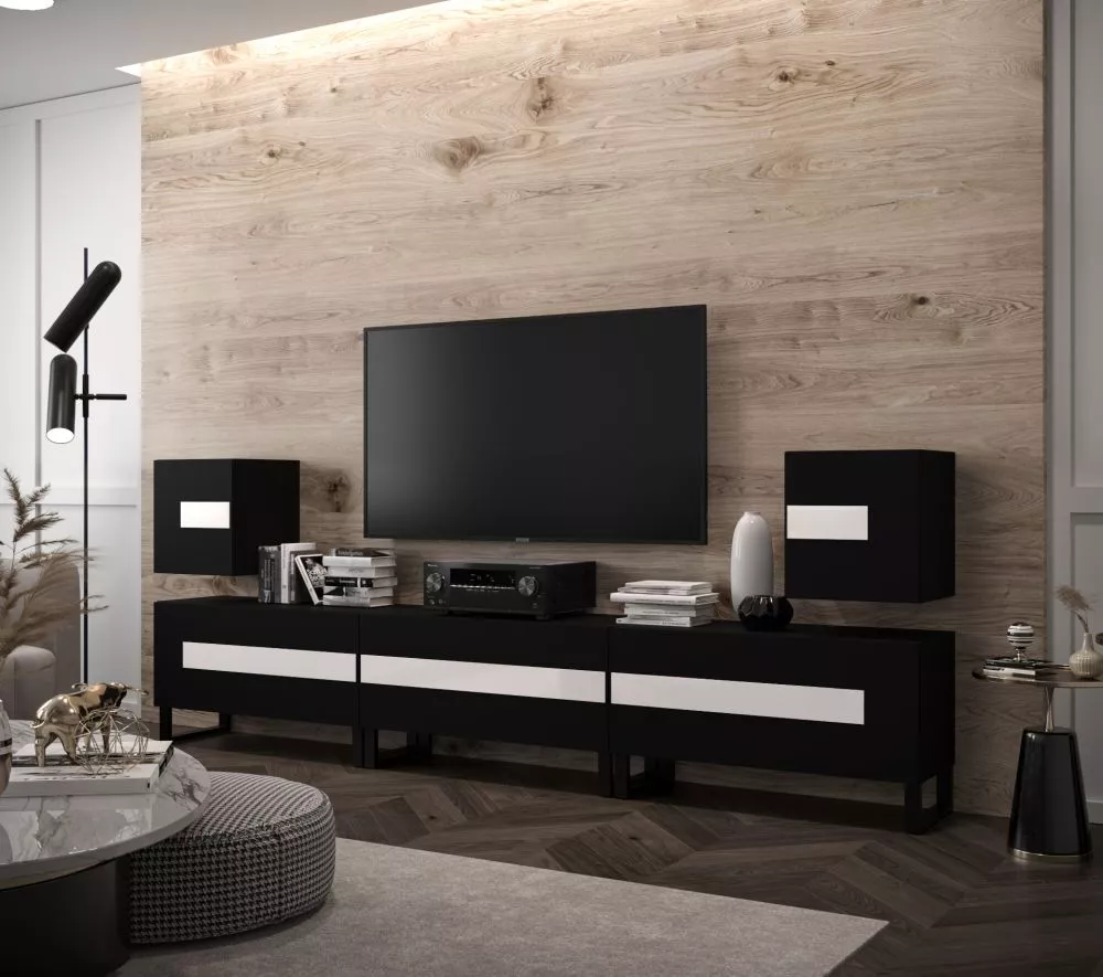 Sekcija New Concept C96 · Melna · 257 × 35 × 100 cm