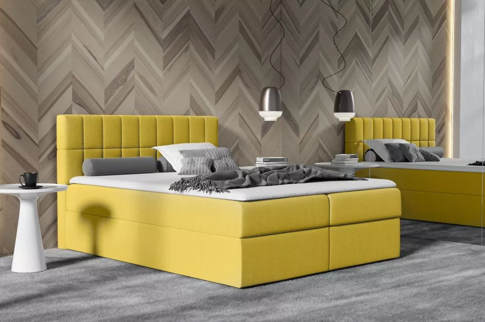 Gulta Kardamon Boxspring Premium Standard Guļamvietas platums: 140 cm, Guļamvietas garums: 200 cm, · Tumši dzeltens · 14