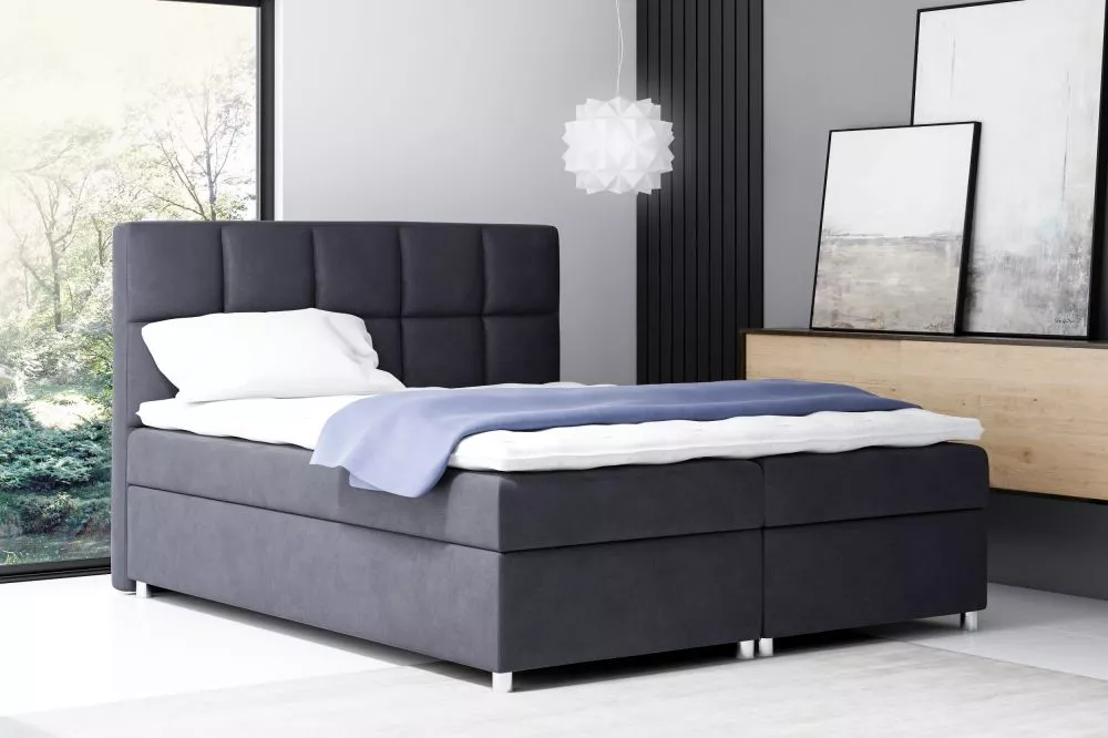 Gulta Napoli Boxspring Premium Standard Guļamvietas platums: 180 cm, Guļamvietas garums: 200 cm, · Tumši pelēks · 180 × 