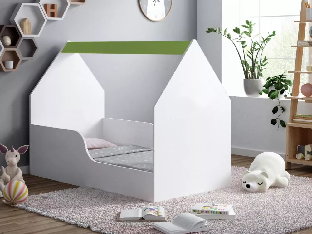 Bērnu gulta House 2 ar stelāžu Guļamvietas platums: 70 cm, Guļamvietas garums: 140 cm, · 70 × 144 × 106 cm