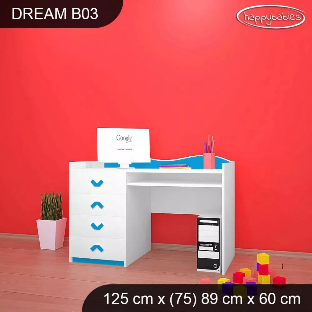 Bērnu rakstāmgalds Dream B03 Maksimālais augstums: 89 cm, · 125 × 75 × 60 cm