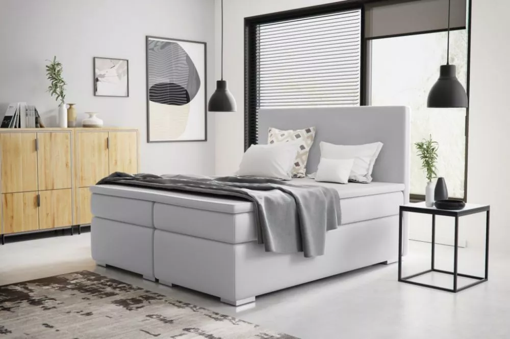 Gulta Neo Boxspring Standard Guļamvietas platums: 160 cm, Guļamvietas garums: 200 cm, · Balts · 170 × 206 × 120 cm