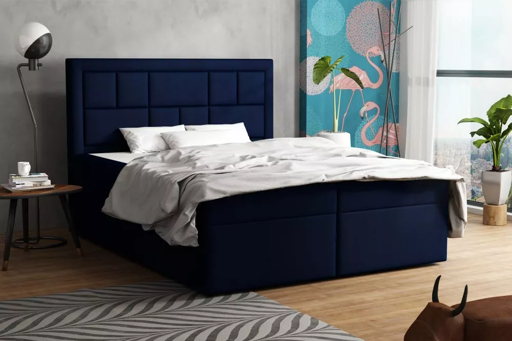 Gulta Figure Premium Standard Guļamvietas platums: 180 cm, Guļamvietas garums: 200 cm, · Tumši zils · 182 × 210 × 120 cm
