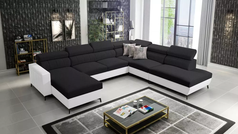 Dīvāns Baltico 9 Standard · Melns + balts · 302 × 351 × 83 cm