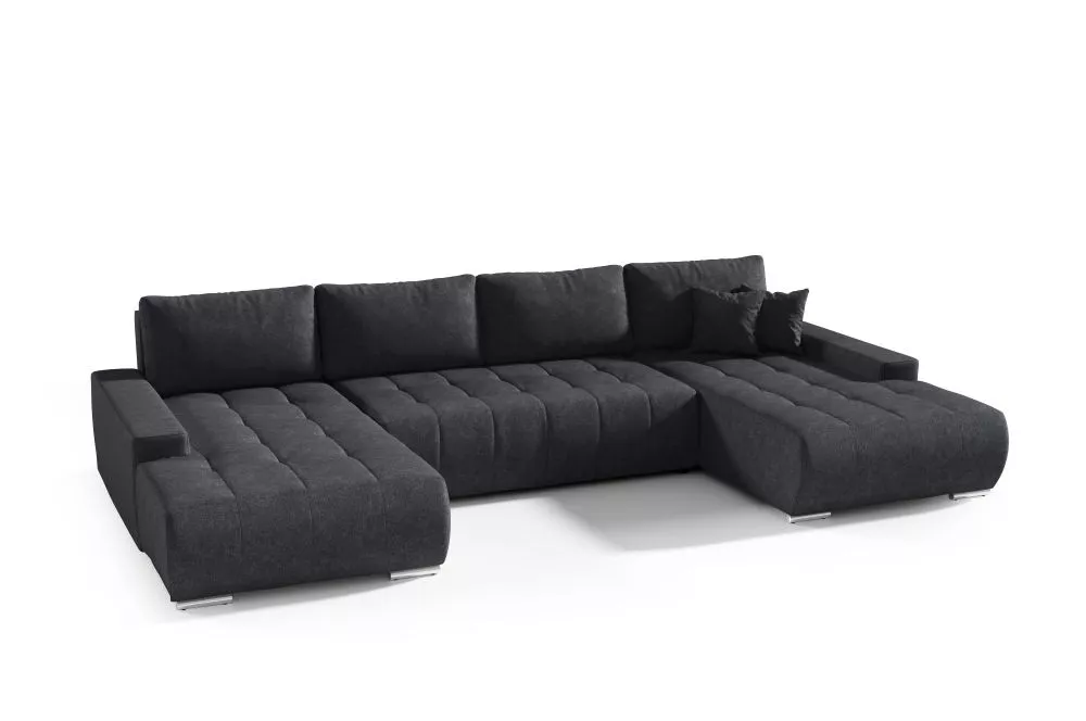 Dīvāns Velutti U Standard · Melns · 185 × 350 × 85 cm