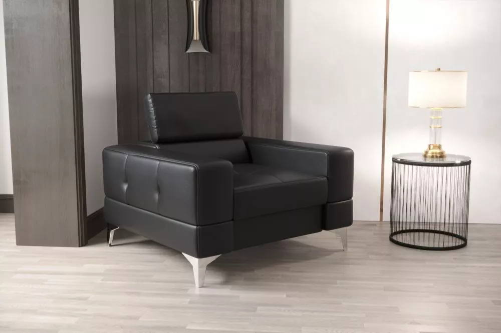 Mīksts krēsls Toscania 1S standard Sēdvietas dziļums: 56 cm, · Melns · 115 × 97 × 78 cm
