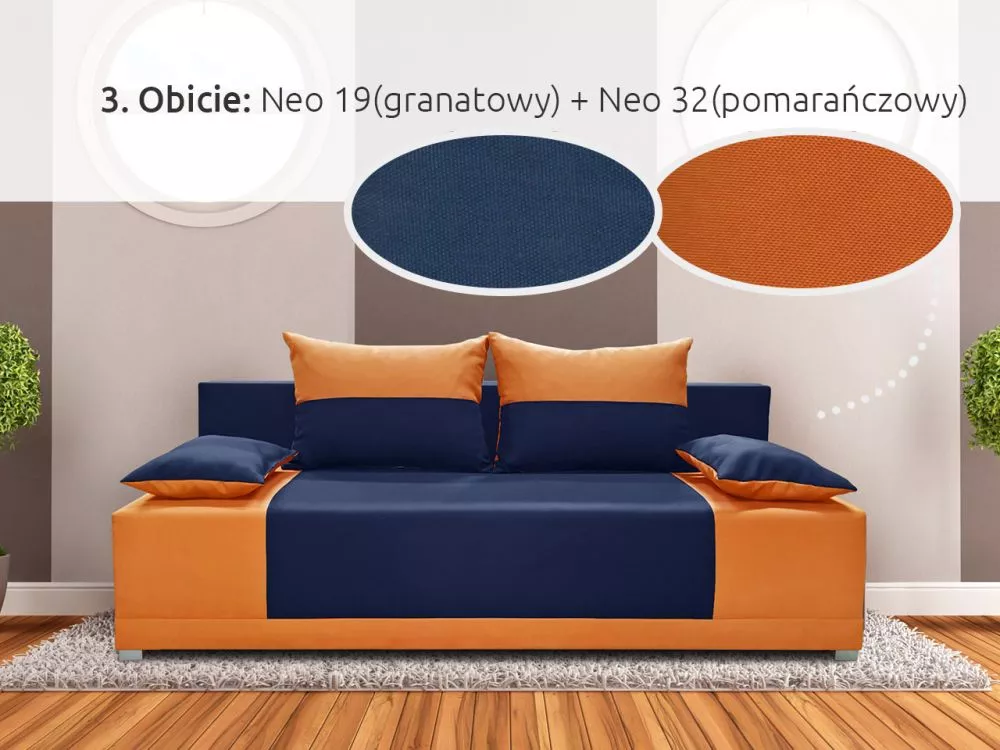 Dīvāns Ibiza Sofa standard · Zils + oranžs · 88 × 195 × 90 cm