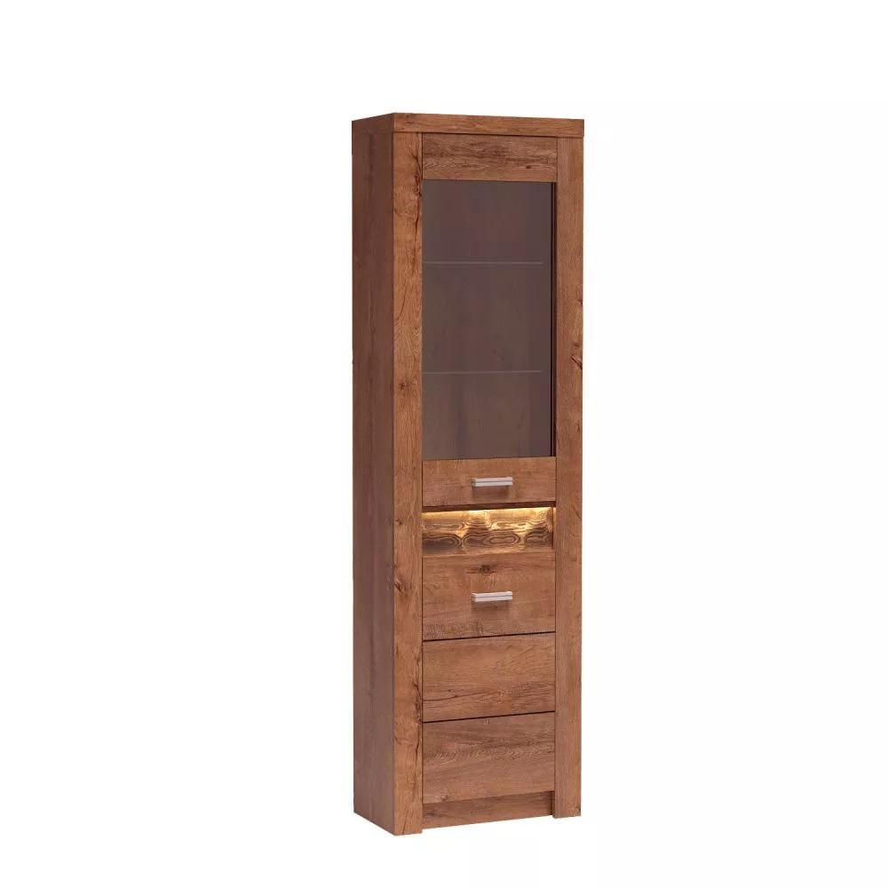Grāmatu skapis Indianapolis I23 ar LED · Gaišais osis · 56 × 47 × 192 cm