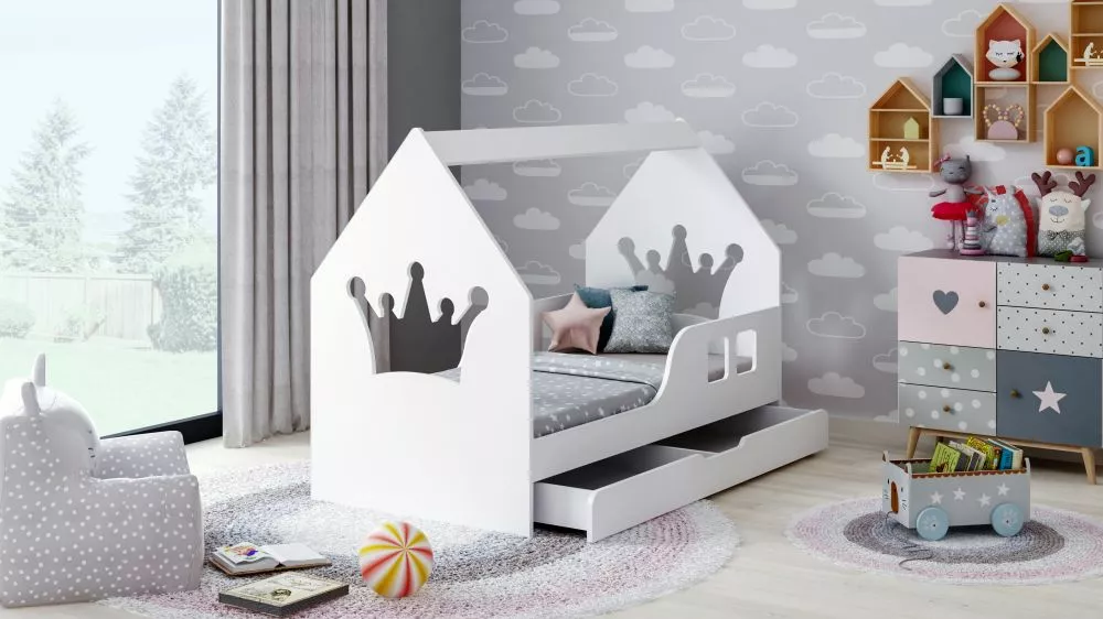 Bērnu gulta House 3 Comfort ar stelāžu Guļamvietas platums: 80 cm, Guļamvietas garums: 160 cm, · 84.5 × 165 × 120 cm