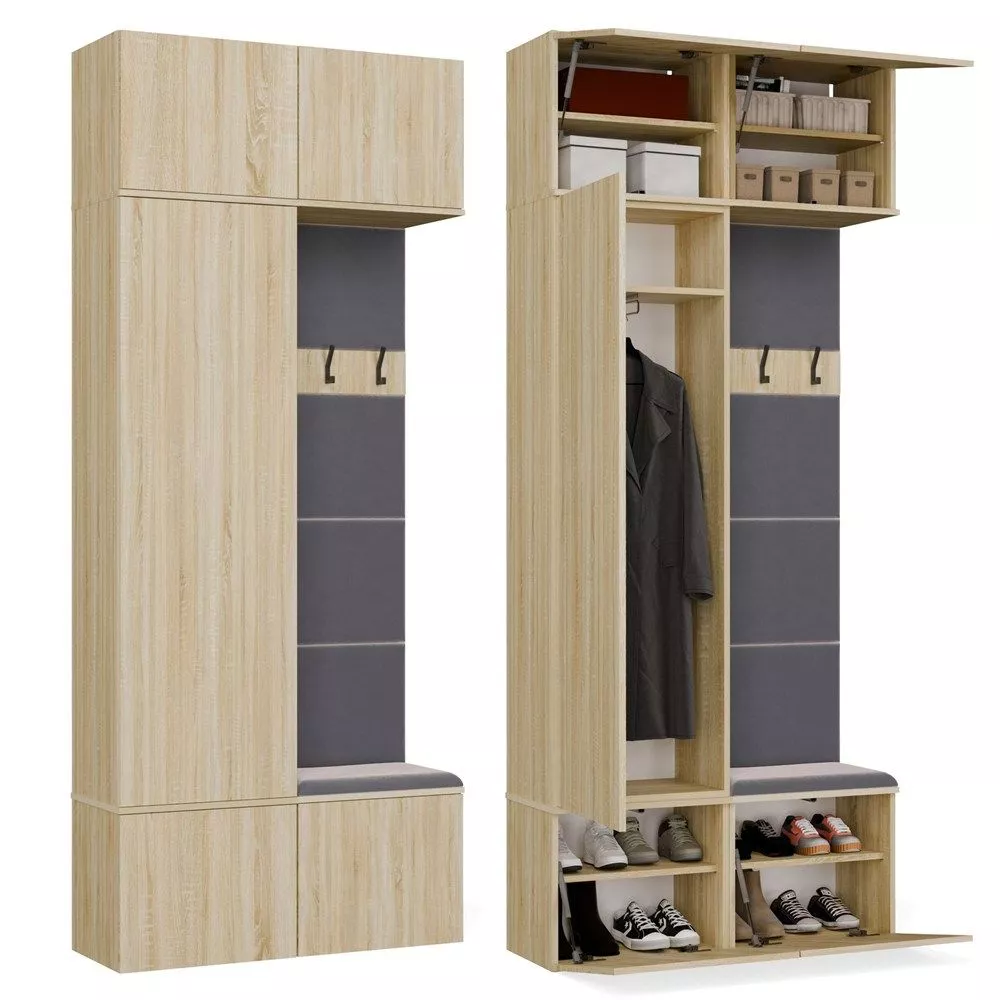 Koridora iekārta Haga Set 1SZ1W · Ozols sonoma · 100 × 35 × 238 cm